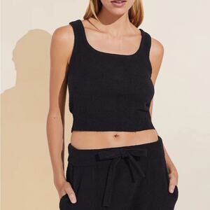 Eberjey Recycled Boucle Cropped Tank | Black | Small NWT